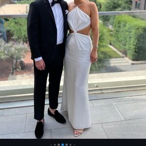 Fame and Partners Demeter White cutout Dress in satin
